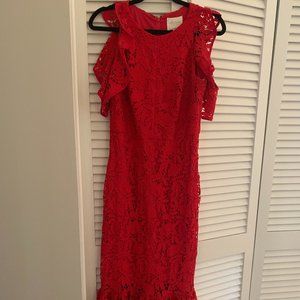 Shoshanna Midnight Francoise Midi Dress-Raspberry